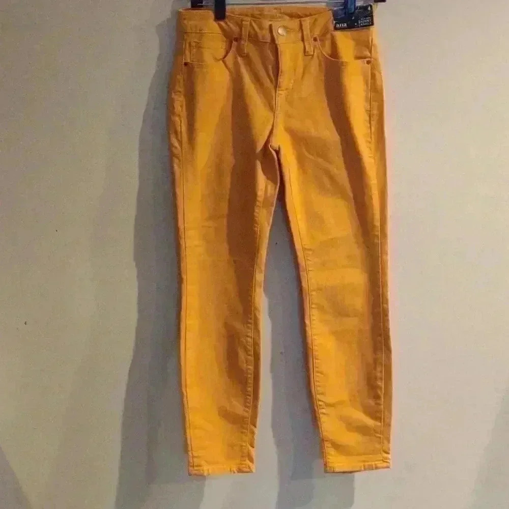 NWT a.n.a women's mid rise skinny ankle jeans golden‎ sunflower size 4